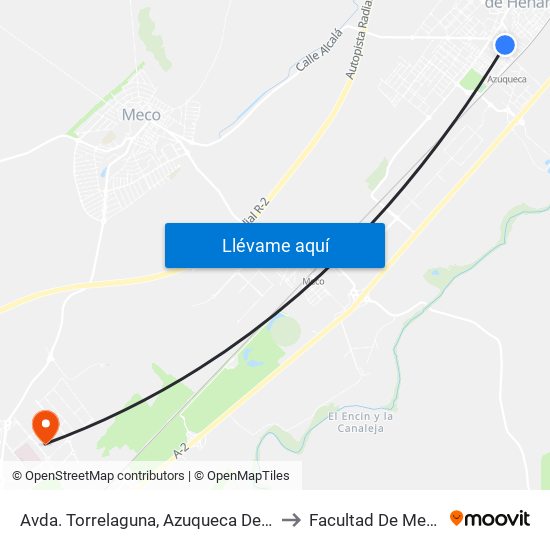 Avda. Torrelaguna, Azuqueca De Henares to Facultad De Medicina map