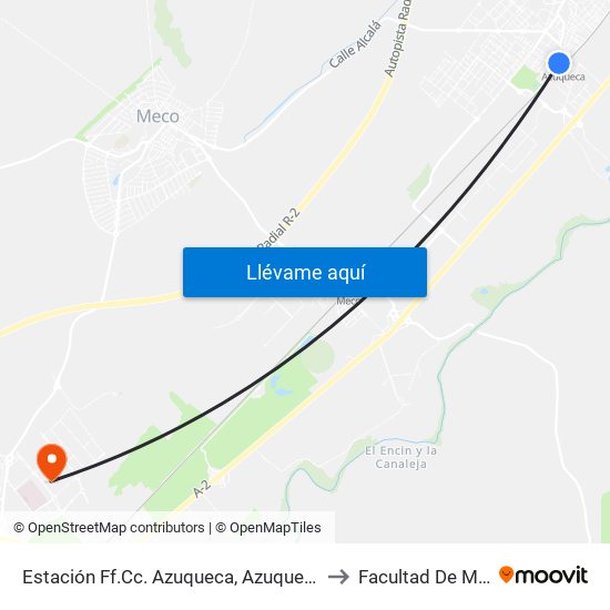 Estación Ff.Cc. Azuqueca, Azuqueca De Henares to Facultad De Medicina map