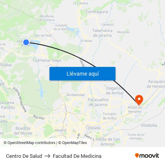 Centro De Salud to Facultad De Medicina map