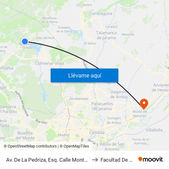 Av. De La Pedriza, Esq. Calle Montañero (Camping) to Facultad De Medicina map