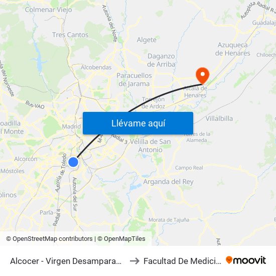 Alcocer - Virgen Desamparados to Facultad De Medicina map