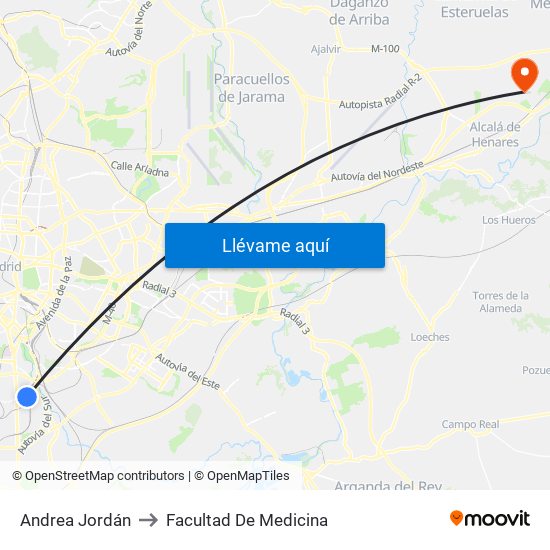 Andrea Jordán to Facultad De Medicina map