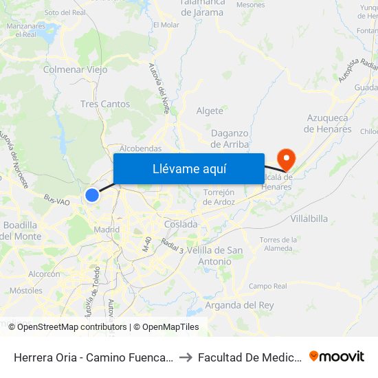 Herrera Oria - Camino Fuencarral to Facultad De Medicina map