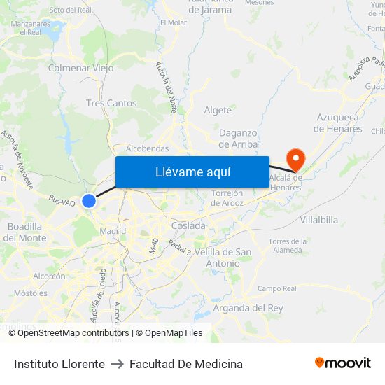 Instituto Llorente to Facultad De Medicina map