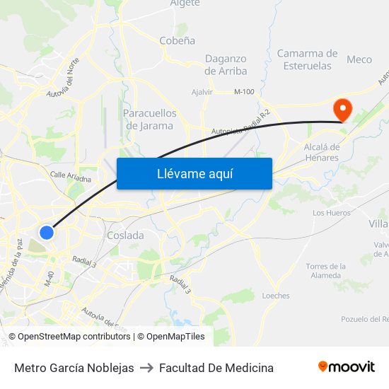 Metro García Noblejas to Facultad De Medicina map