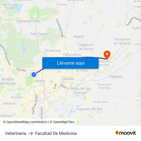 Veterinaria to Facultad De Medicina map
