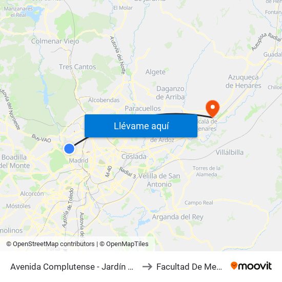 Avenida Complutense - Jardín Botánico to Facultad De Medicina map