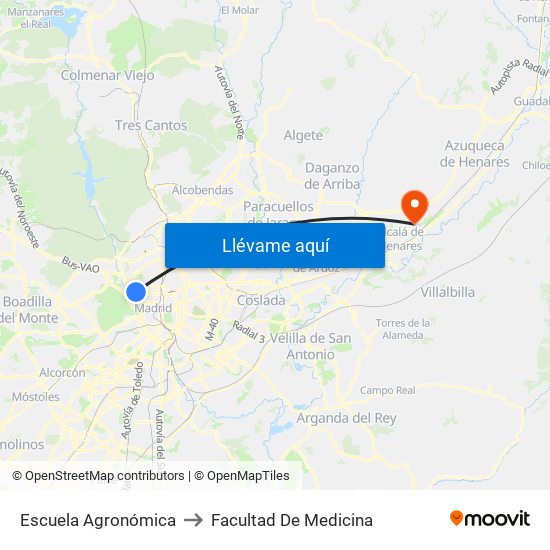Escuela Agronómica to Facultad De Medicina map