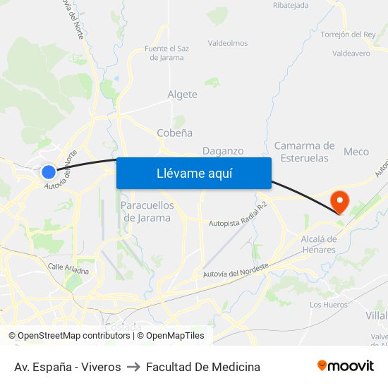 Av. España - Viveros to Facultad De Medicina map