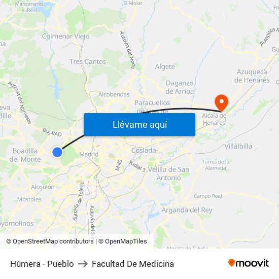 Húmera - Pueblo to Facultad De Medicina map