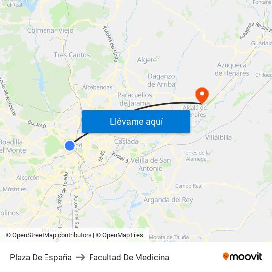 Plaza De España to Facultad De Medicina map