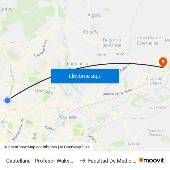 Castellana - Profesor Waksman to Facultad De Medicina map