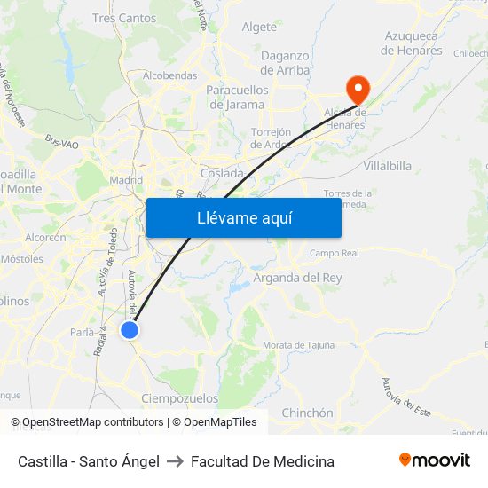 Castilla - Santo Ángel to Facultad De Medicina map