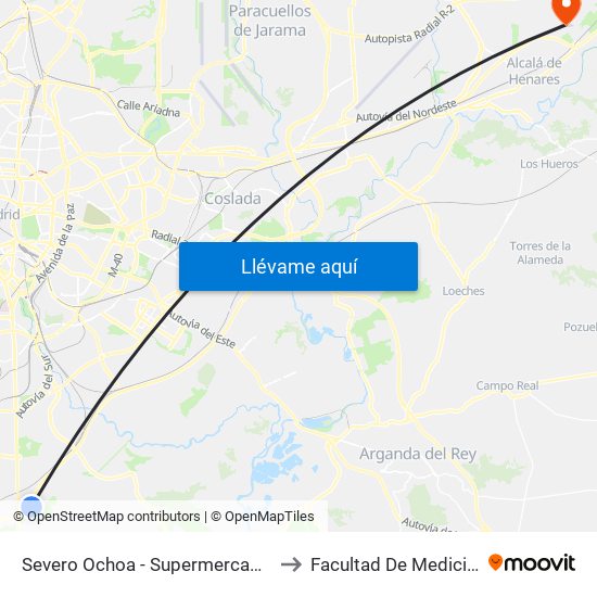 Severo Ochoa - Supermercados to Facultad De Medicina map
