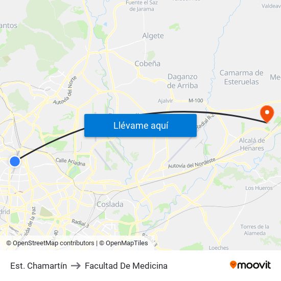 Est. Chamartín to Facultad De Medicina map