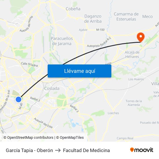 García Tapia - Oberón to Facultad De Medicina map