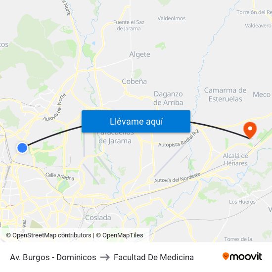 Av. Burgos - Dominicos to Facultad De Medicina map