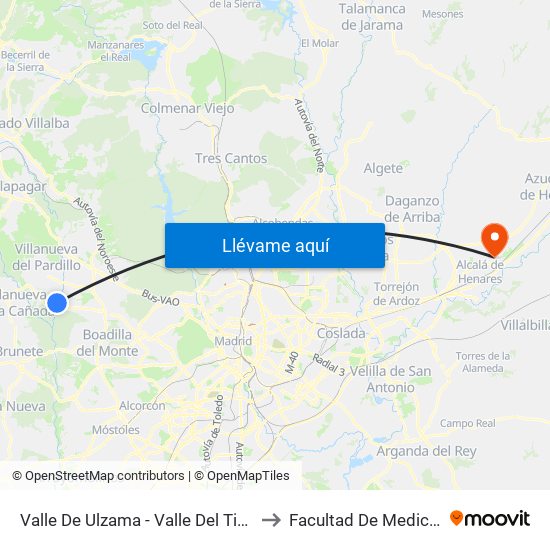 Valle De Ulzama - Valle Del Tiétar to Facultad De Medicina map