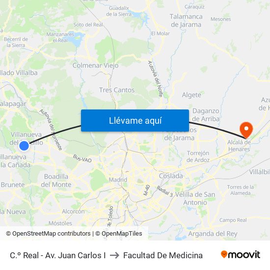 C.º Real - Av. Juan Carlos I to Facultad De Medicina map