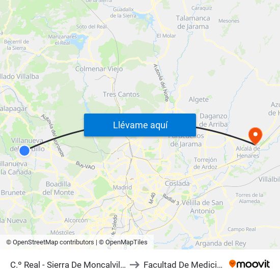 C.º Real - Sierra De Moncalvillo to Facultad De Medicina map