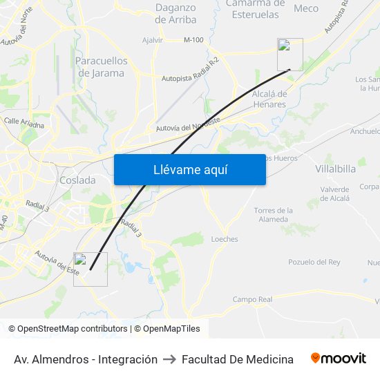 Av. Almendros - Integración to Facultad De Medicina map