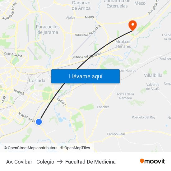 Av. Covibar - Colegio to Facultad De Medicina map