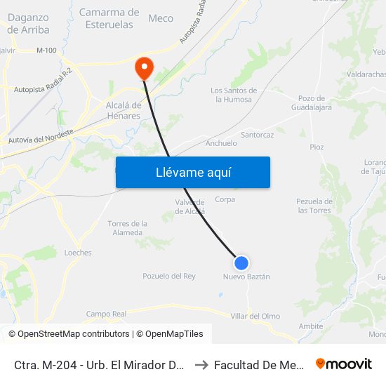 Ctra. M-204 - Urb. El Mirador De Baztán to Facultad De Medicina map