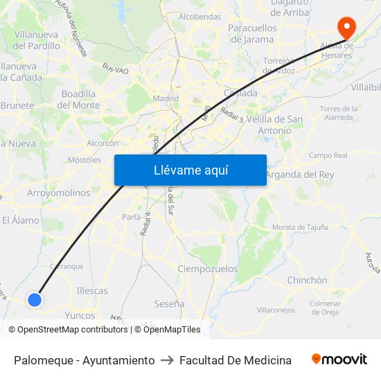 Palomeque - Ayuntamiento to Facultad De Medicina map
