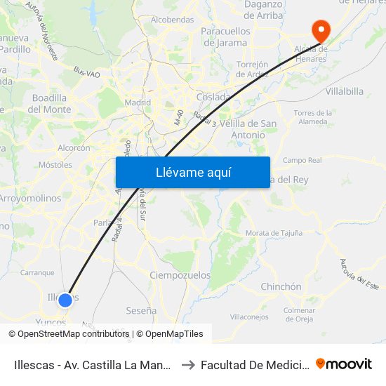 Illescas - Av. Castilla La Mancha to Facultad De Medicina map