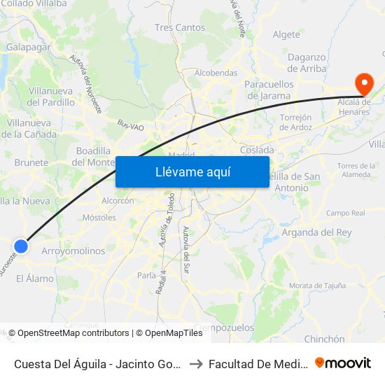 Cuesta Del Águila - Jacinto González to Facultad De Medicina map