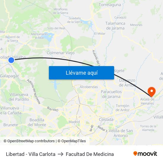 Libertad - Villa Carlota to Facultad De Medicina map