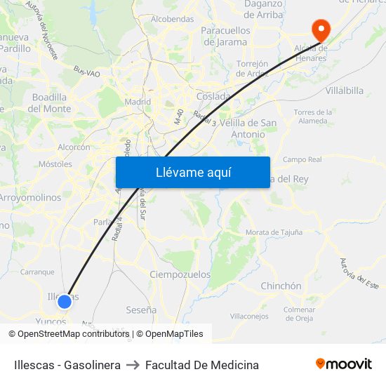 Illescas - Gasolinera to Facultad De Medicina map
