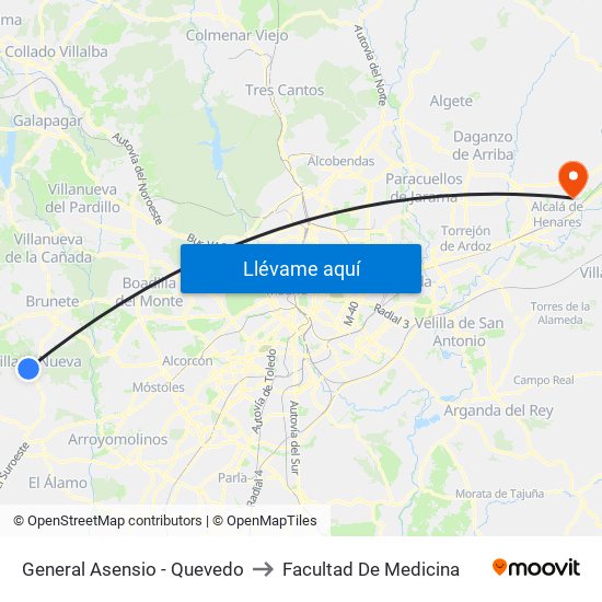 General Asensio - Quevedo to Facultad De Medicina map