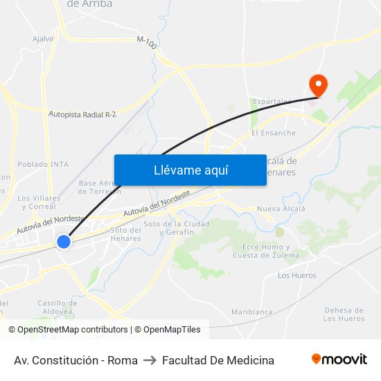 Av. Constitución - Roma to Facultad De Medicina map