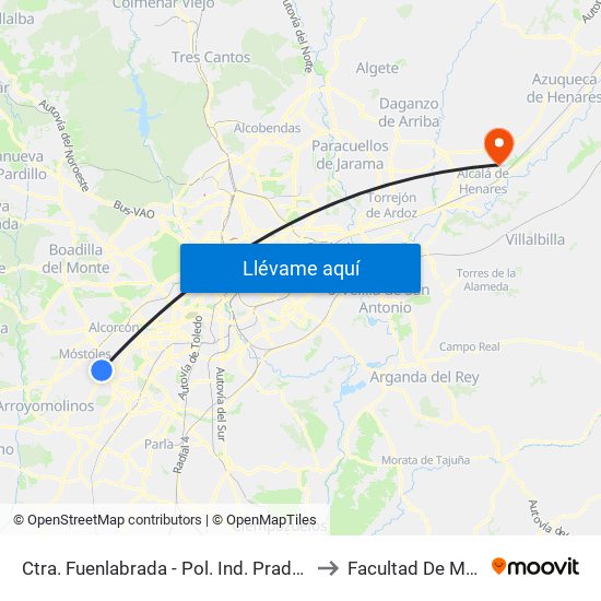 Ctra. Fuenlabrada - Pol. Ind. Prado Regordoño to Facultad De Medicina map