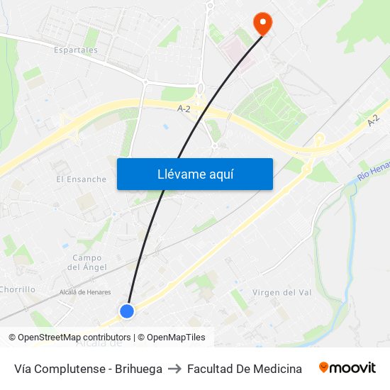 Vía Complutense - Brihuega to Facultad De Medicina map