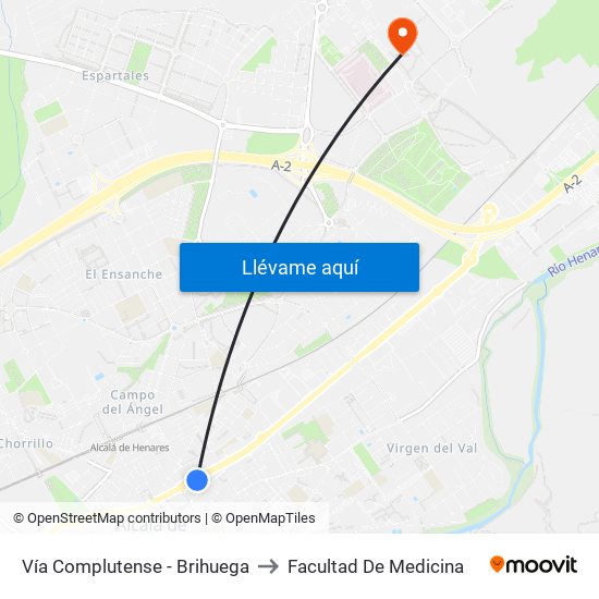 Vía Complutense - Brihuega to Facultad De Medicina map
