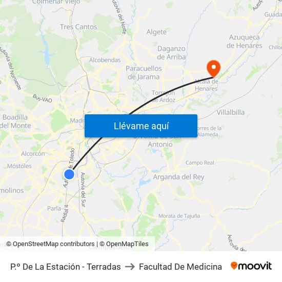 P.º De La Estación - Terradas to Facultad De Medicina map