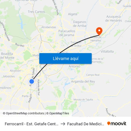 Ferrocarril - Est. Getafe Centro to Facultad De Medicina map