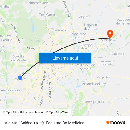 Violeta - Caléndula to Facultad De Medicina map