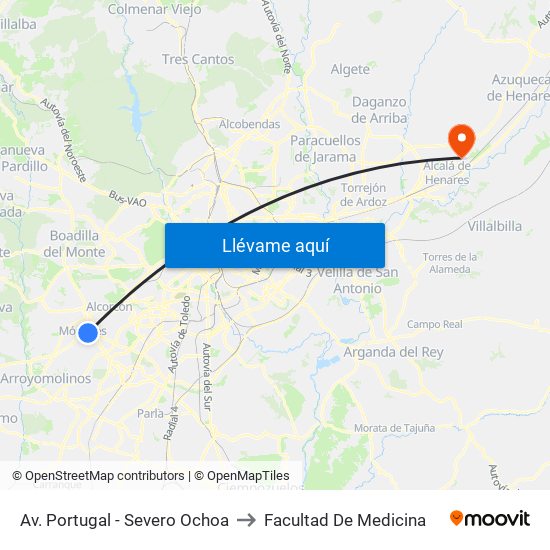 Av. Portugal - Severo Ochoa to Facultad De Medicina map