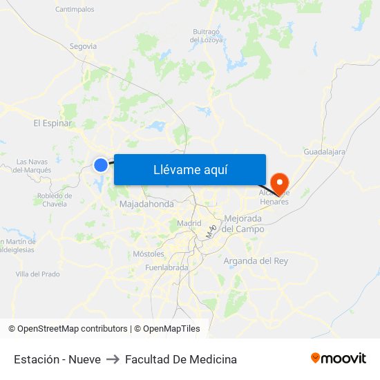 Estación - Nueve to Facultad De Medicina map