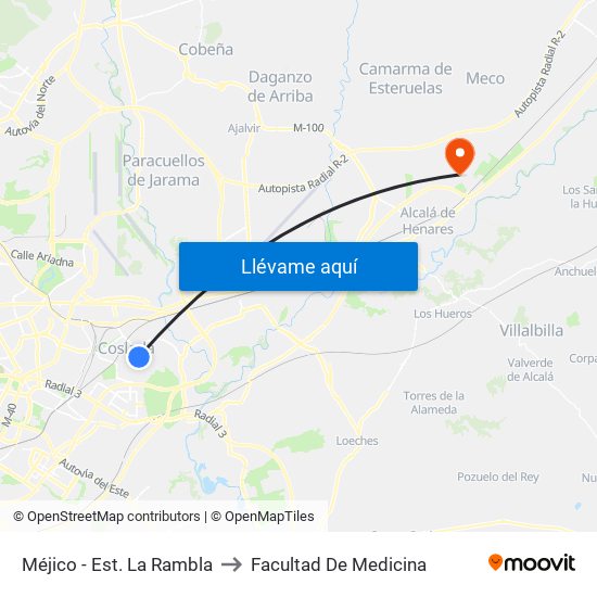 Méjico - Est. La Rambla to Facultad De Medicina map