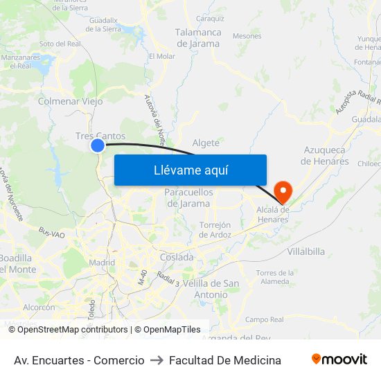 Av. Encuartes - Comercio to Facultad De Medicina map