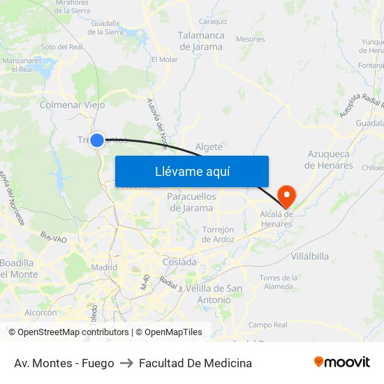 Av. Montes - Fuego to Facultad De Medicina map