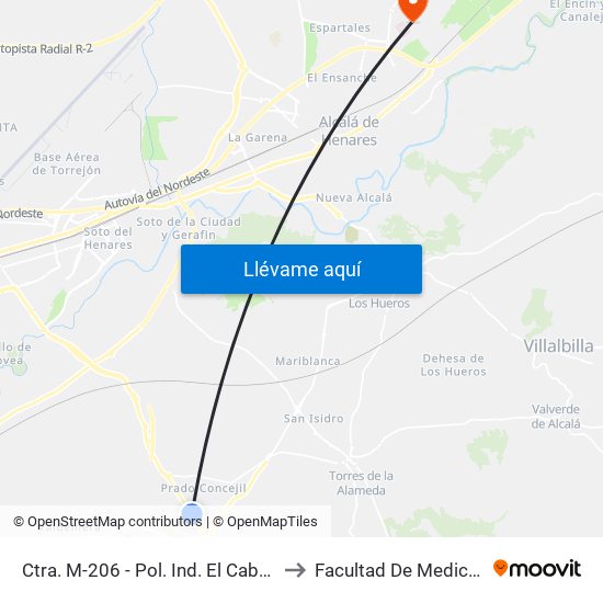 Ctra. M-206 - Pol. Ind. El Caballo to Facultad De Medicina map