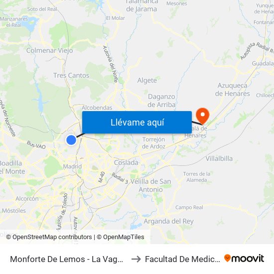 Monforte De Lemos - La Vaguada to Facultad De Medicina map
