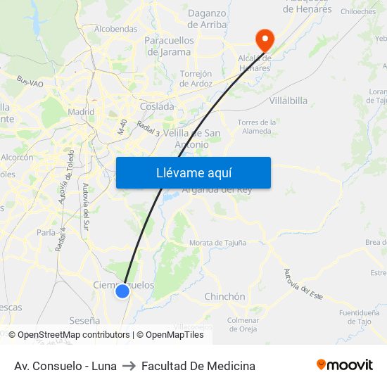 Av. Consuelo - Luna to Facultad De Medicina map