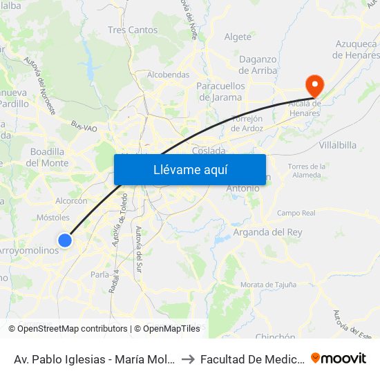 Av. Pablo Iglesias - María Moliner to Facultad De Medicina map
