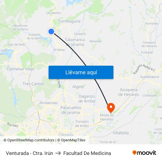Venturada - Ctra. Irún to Facultad De Medicina map